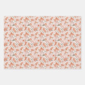 新生児 – ピンク色の葉付き ラッピングペーパーシート (正面2)