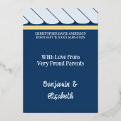 新生児・ブルー・フォイル・カードのプレゼントありがとう 箔招待状 (裏面)