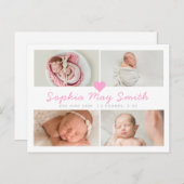 新生児，出産発表カード，女の子 ポストカード (正面/裏面)