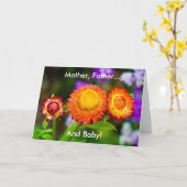 新生児: 母、父、ベビー カード (黄色い花)