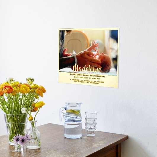 新生児 赤ちゃん 名前 写真 誕生 統計 ゴールド シルバー 箔ポスター (レイダウン (キッチン))