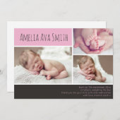 新生女児のお知らせ/感謝カード 案内状 (正面/裏面)