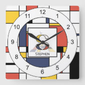 新生素晴らし性芸術モノグラム。文字S スクエア壁時計 (正面)