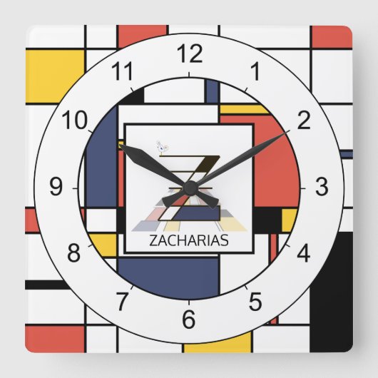 新生素晴らし性芸術モノグラム。文字Z スクエア壁時計 (正面)