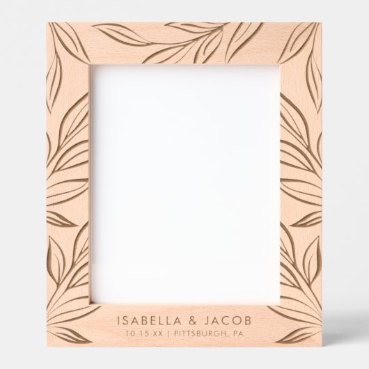 新生素朴植物学パーソナライズされた結婚の レーザー彫刻フレーム (正面)
