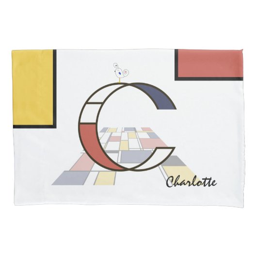 新生魅力的性芸術モノグラム。文字C 枕カバー (正面)