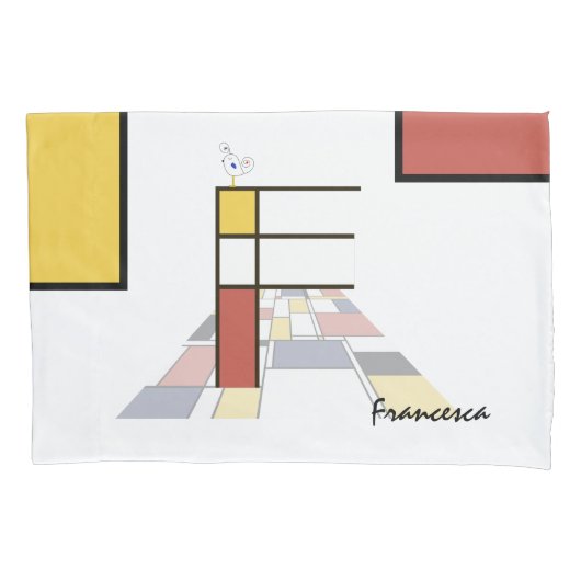 新生魅力的性芸術モノグラム。文字F 枕カバー (正面)