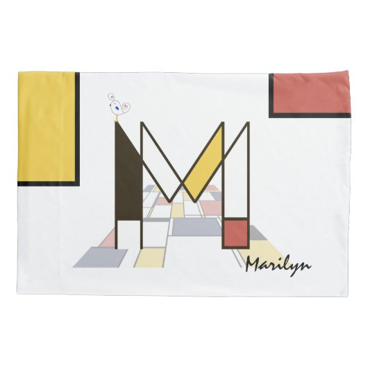 新生魅力的性芸術モノグラム。文字M 枕カバー (裏面)