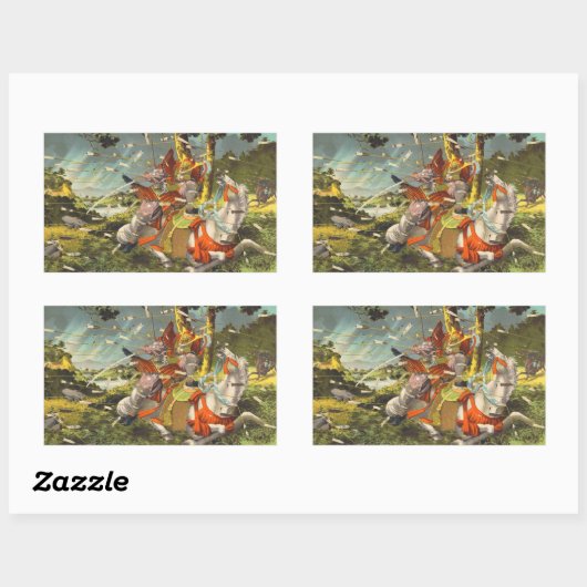 新田義貞の伝説的な武士合戦 長方形シール (シート)