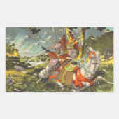 新田義貞の伝説的な武士合戦 長方形シール (正面)