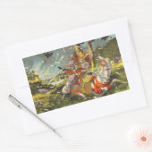 新田義貞の伝説的な武士合戦 長方形シール (封筒)