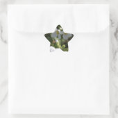 新白の夏の庭の花と緑葉の 星シール (バッグ)