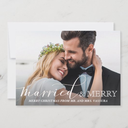 新着写真と結婚した水メリー色のリース シーズンカード (正面)