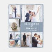 新着写真コラージュダスティブルー結婚ズ フリースブランケット (正面)