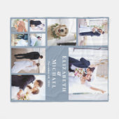 新着写真コラージュダスティブルー結婚ズ フリースブランケット (正面(横))