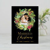 新着写真金ゴールドブラック結婚したクリスマスリース 箔シーズンカード (立ち正面)