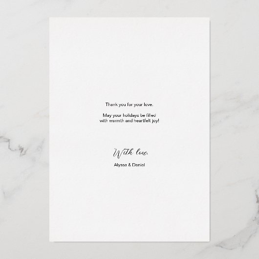 新着写真金ゴールドブラック結婚したクリスマスリース 箔シーズンカード (裏面)