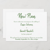 新着情報の結婚発表(緑) 招待状 (正面/裏面)