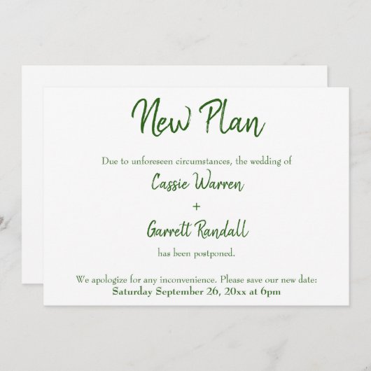 新着情報の結婚発表(緑) 招待状 (正面/裏面)