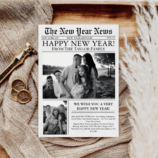新着新聞風おもしろフォト2025年賀状 シーズンカード