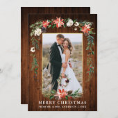 新着木材金ゴールド水彩冬フローラ シーズンカード (正面/裏面)