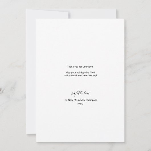 新着水カラーリース写真結婚したクリスマス シーズンカード (裏面)