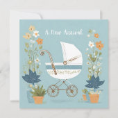 新着男の赤ちゃんガールプラムおめでとう カード (正面)
