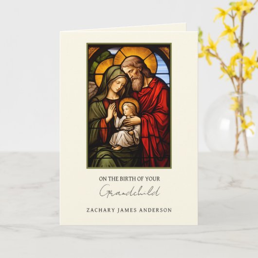 新祖父母おめでとう祈りの言葉宗教 カード (黄色い花)