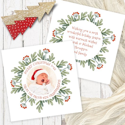 新祖父母からのメリークリスマス写真 シーズンカード