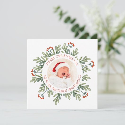 新祖父母からのメリークリスマス写真 シーズンカード (スタンド正面)