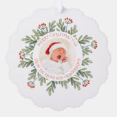 新祖父母のメリークリスマス写真年 オーナメントカード (正面)