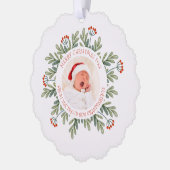 新祖父母のメリークリスマス写真年 オーナメントカード (左)