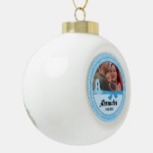 新祖父母ブルーギンガムベビーモノグラムA セラミックボールオーナメント (左)