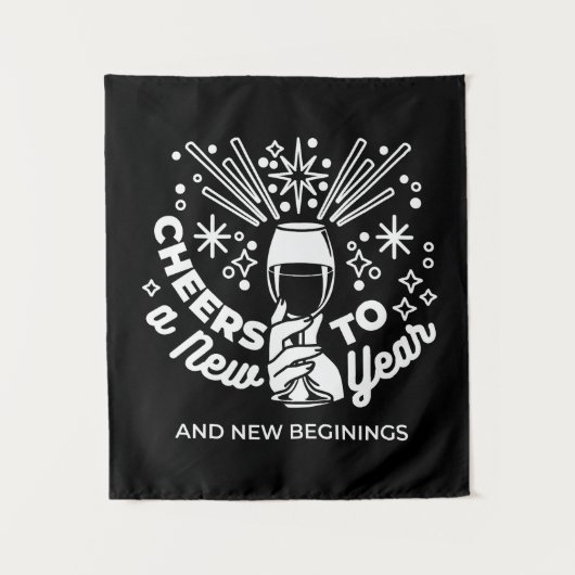 新祝始ワイングラスイラストレーション2 タペストリー (正面)