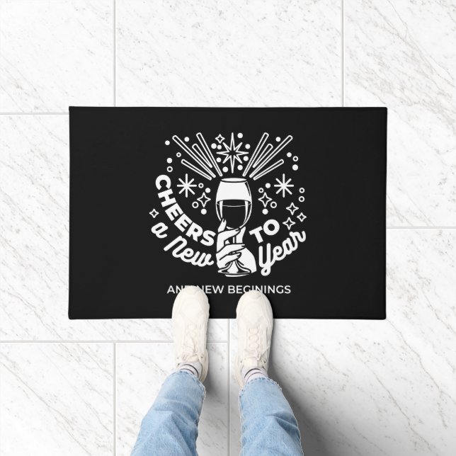 新祝始ワイングラスイラストレーション2 ドアマット (室内)