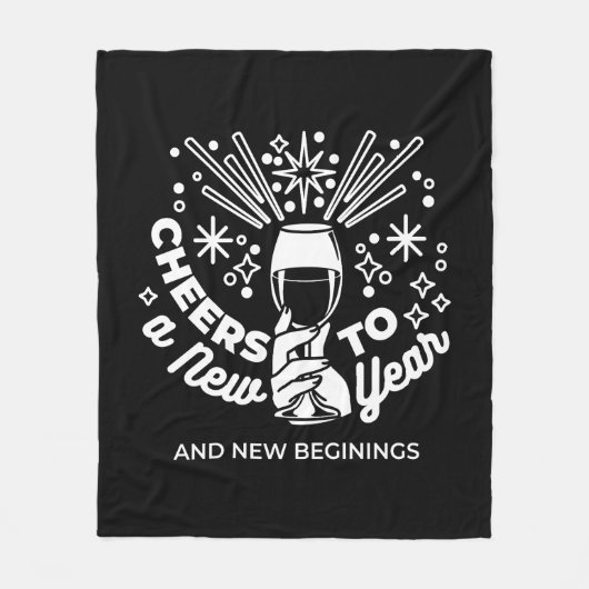 新祝始ワイングラスイラストレーション2 フリースブランケット (正面)