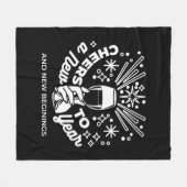 新祝始ワイングラスイラストレーション2 フリースブランケット (正面(横))