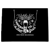 新祝始ワイングラスイラストレーション2 ラージペーパーバッグ (正面)