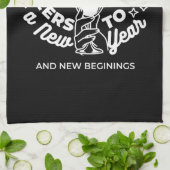 新祝始ワイングラスイラストレーション キッチンタオル (折り畳み)