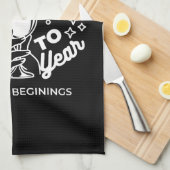 新祝始ワイングラスイラストレーション キッチンタオル (四つ折り)