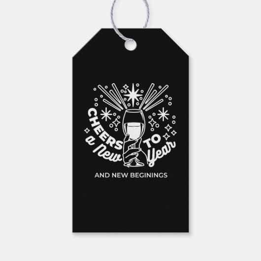 新祝始ワイングラスイラストレーション ギフトタグ (正面)