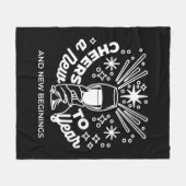 新祝始ワイングラスイラストレーション フリースブランケット (正面(横))