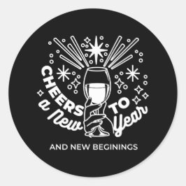 新祝始ワイングラスイラストレーション ラウンドシール