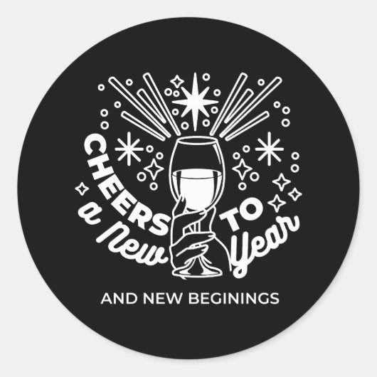 新祝始ワイングラスイラストレーション ラウンドシール (正面)