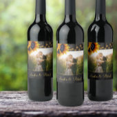 新種の素朴な木のひまわり結婚の写真 ワインラベル