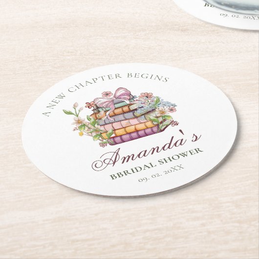 新章の始まり ストーリーブック ブライズシャワー ラウンドペーパーコースター (アングル)