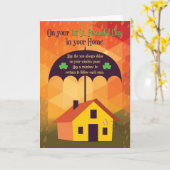 新築おめでとう傘オーバーの家 カード (黄色い花)