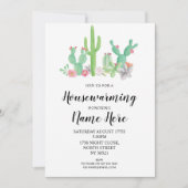 新築パーティー招待状 カクタス 水彩画プリント 招待状 (正面)