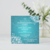 新築パーティー ヴィンテージ スクロール ターコイズ 招待状 (スタンド正面)