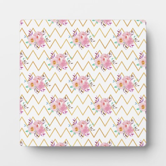 新築プレゼント 紫と緑の花模様の布 フォトプラーク (正面)